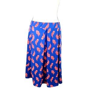 Lularoe Madison Pleated Skirt Feather Blue Size XL Pockets